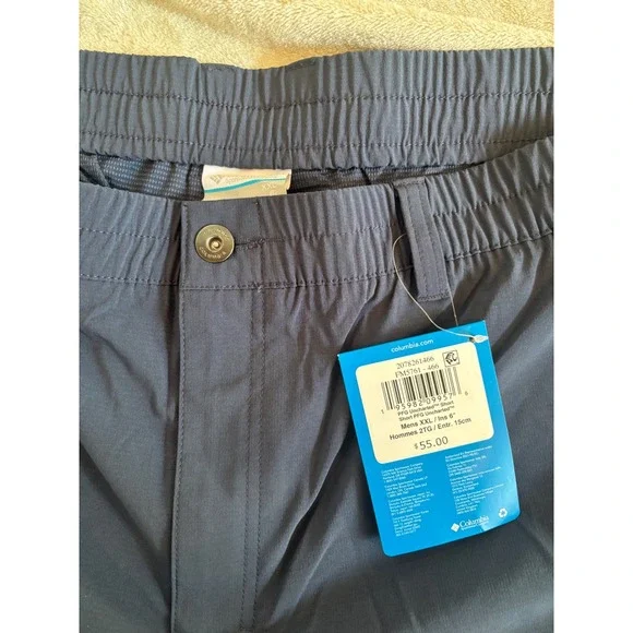 NWT $55 Columbia PFG Uncharted Fishing Shorts Navy 6in Inseam Mens XXL - Picture 2 of 8